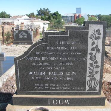 LOUW Joachim Paulus 1890-1965 &amp; Johanna Hendrina SCHREUDER 1894-1958