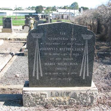 LOUW Johannes Matthys 1892-1955 &amp; Maria Wilhelmina 1901-1976