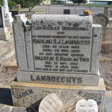 LAMBRECHTS Matthiam S.J. 1865-1933 &amp; Hilletje G.M. du TOIT 1872-1960