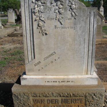 MERWE Adam Johannes, van der 1875-1941