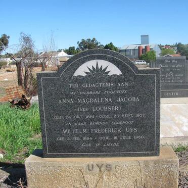 UYS Wilhelm Frederick 1884-1960 &amp; Anna Magdalena Jacoba LOUBSER 1881-1957