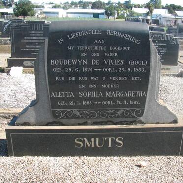 SMUTS Boudewyn de Vries 1876-1953 &amp; Aletta Sophia Margaretha 1888-1967