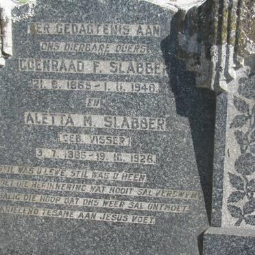 SLABBER Coenraad F. 1885-1948 &amp; Aletta M. VISSER 1886-1928