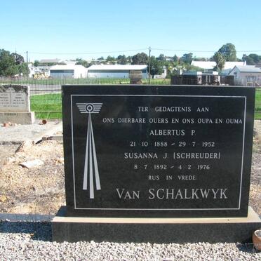 SCHALKWYK Albertus P., van 1888-1952 &amp; Susanna J. SCHREUDER 1892-1976