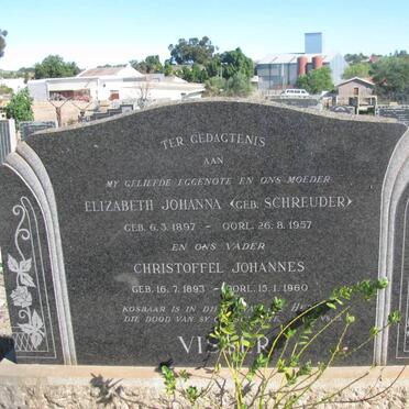 VISSER Christoffel Johannes 1893-1960 &amp; Elizabeth Johanna SCHREUDER 1897-1957