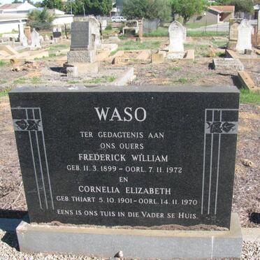 WASO Frederick William 1899-1972 &amp; Cornelia Elizabeth THIART 1901-1970