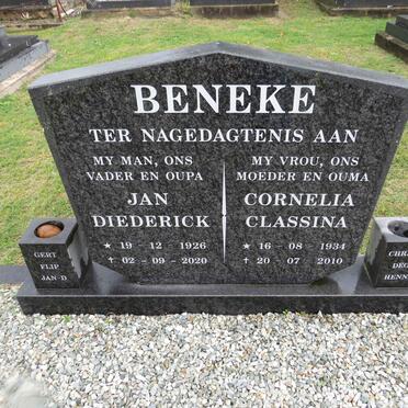 BENEKE Jan Diederick 1926-2020 & Cornelia Classina 1934-2010