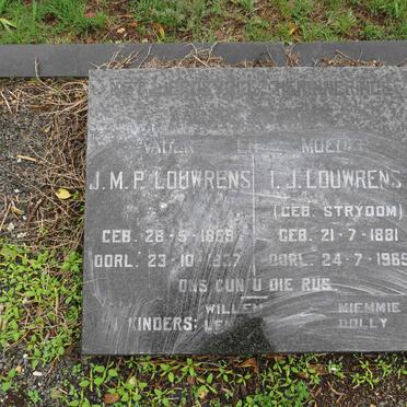 LOUWRENS J.M.P. 1869-1937 & I.J. STRYDOM 1881-1965