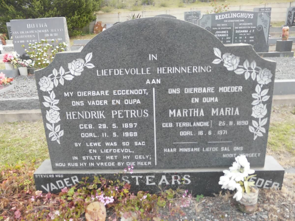 STEARS Hendrik Petrus 1897-1969 &amp; Martha Maria TERBLANCHE 1890-1971