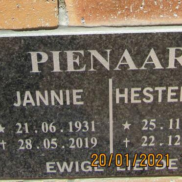 PIENAAR Jannie 1931-2019 &amp; Hestertjie 1933-2016