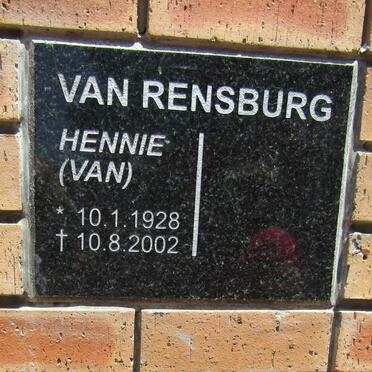 RENSBURG Hennie, van 1928-2002