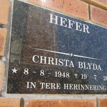HEFER Christa Blyda 1948-2013