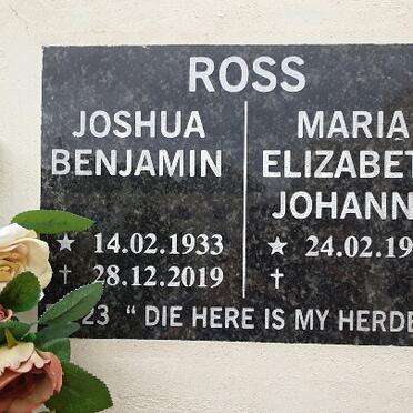 ROSS Joshua Benjamin 1933-2019 &amp; Maria Elizabeth Johanna 1940-