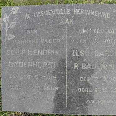 BADENHORST Gert Hendrik 1885-1969 &amp; Elsie Carolina P. 188?-1959
