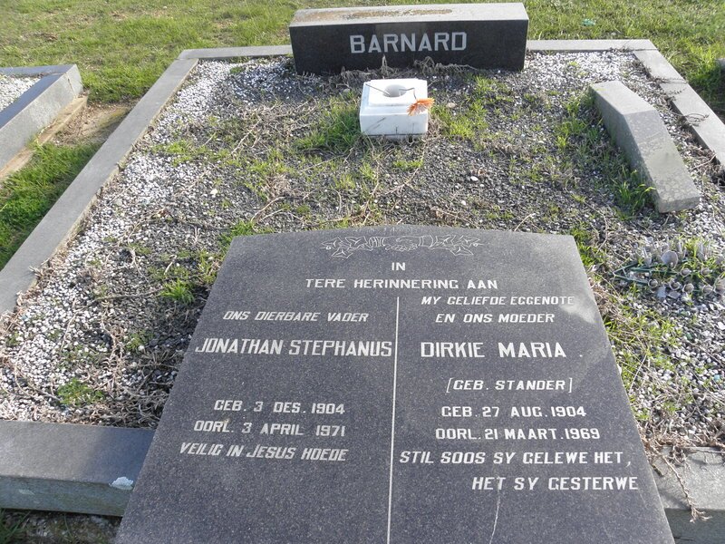 BARNARD Jonathan Stephanus 1904-1971 &amp; Dirkie Maria STANDER 1904-1969
