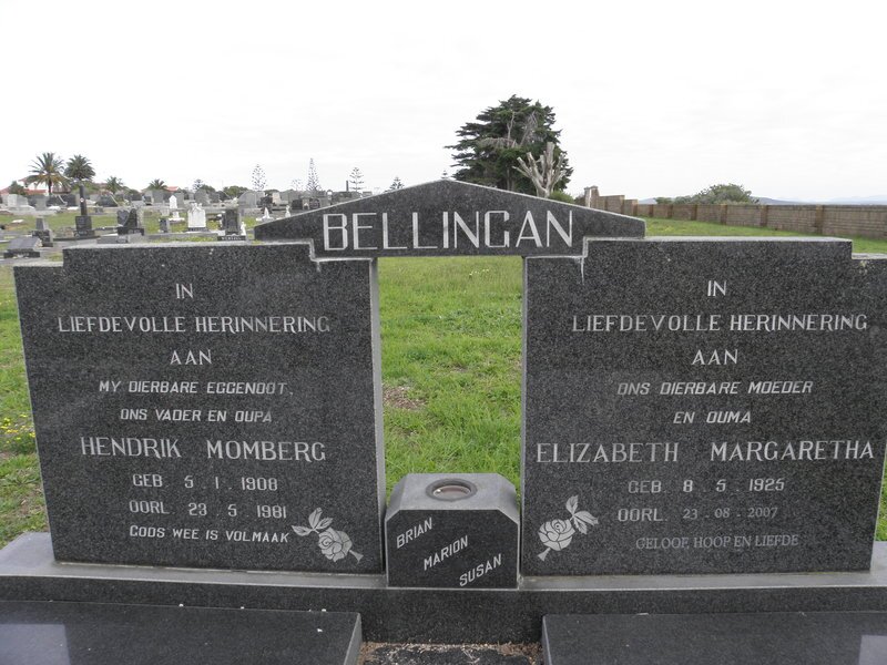 BELLINGAN Hendrik Momberg 1908-1981 &amp; Elizabeth Margaretha 1925-2007