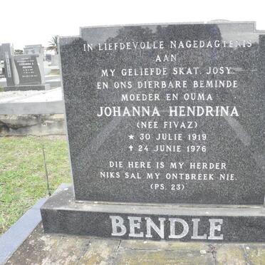 BENDLE Johanna Hendrina nee FIVAZ 1919-1976