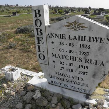 BOBELO Matches Rula 1919-1987 :: BOBELO Annie Lahliwe N. 1928-1987