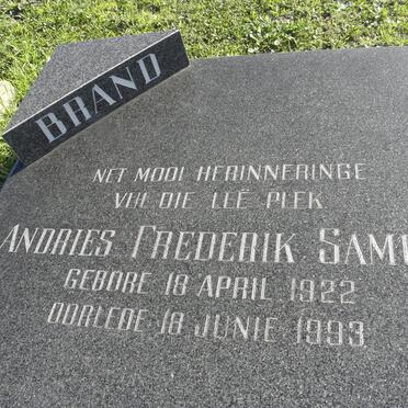 BRAND Andries Frederik Samuel 1922-1993