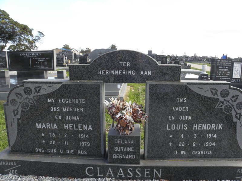 CLAASSEN Louis Hendrik 1914-1994 &amp; Maria Helena 1914-1979