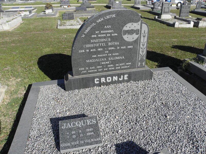 CRONJE Marthinus Christoffel Botha 1901-19?8 &amp; Magdalena Salomina 1907-1990 :: CRONJE Jacques 1940-1998