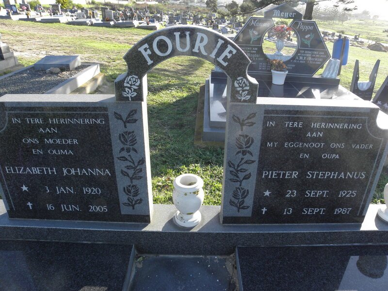 FOURIE Pieter Stephanus 1925-1987 &amp; Elizabeth Johanna 1920-2005