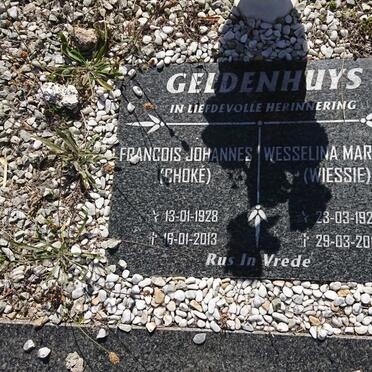 GELDENHUYS Francois Johannes 1928-2013 &amp; Wesselina Marthina 1926-2011