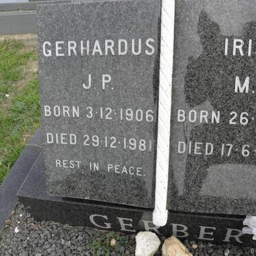 GERBER Gerhardus J.P. 1906-1981 &amp; Iris M. 1915-1985