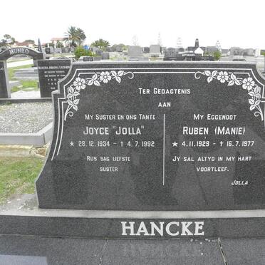 HANCKE Ruben 1929-1977 :: HANCKE Joyce 1934-1992