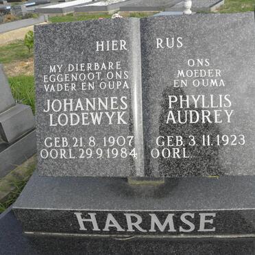 HARMSE Johannes Lodewyk 1907-1984 &amp; Phyllis Audrey 1923-