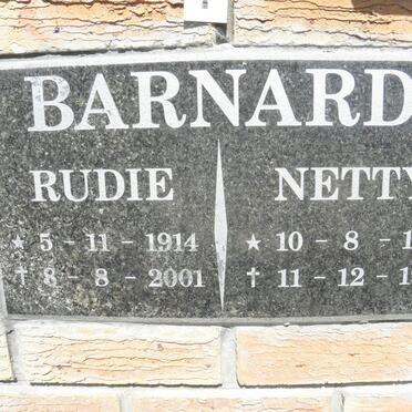 BARNARD Rudie 1914-2001 &amp; Netty 1915-1999