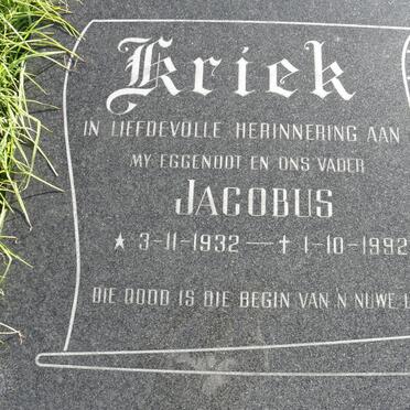 KRIEK Jacobus 1932-1992
