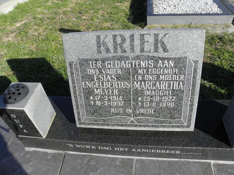 KRIEK Esias Engelbertus Meyer 1914-1997 &amp; Margaretha 1927-1990