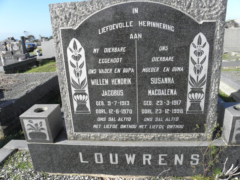 LOUWRENS Willem Hendrik Jacobus 1913-1970 &amp; Susanna Magdalena 1917-1996