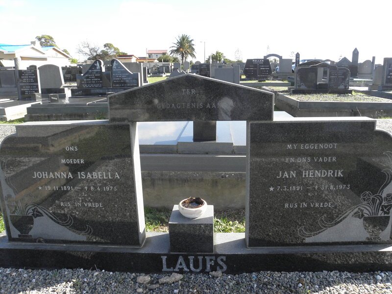 LAUFS Jan Hendrik 1891-1973 &amp; Johanna Isabella 1891-1975
