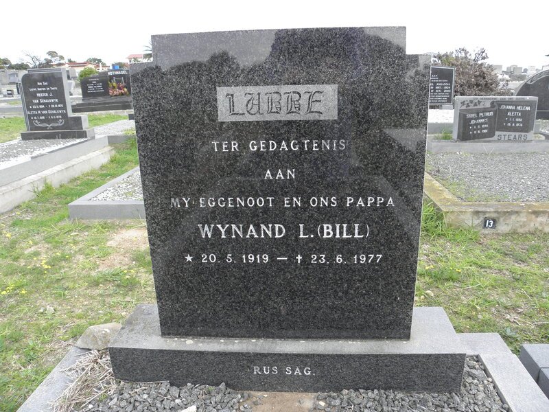 LUBBE Wynand L. 1919-1977