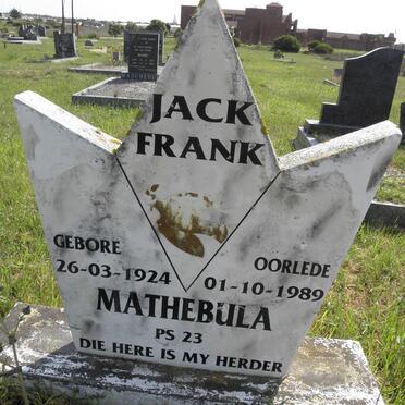 MATHEBULA Jack Frank 1924-1989