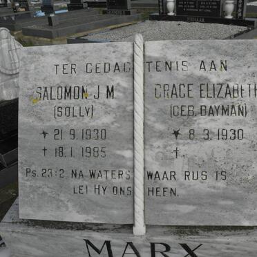 MARX Salomon J.M. 1930-1985 &amp; Grace Elizabeth BAYMAN 1930-