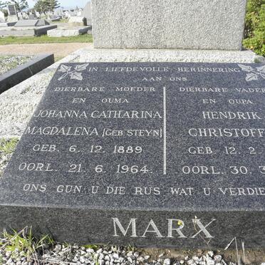 MARX Hendrik Christoffel 1886-1963 &amp; Johanna Catharina Magdalena STEYN 1889-1964