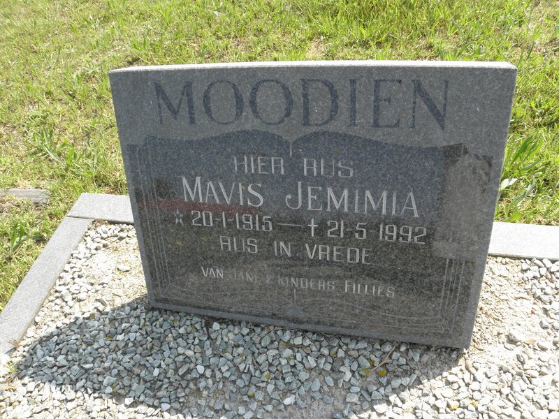 MOODIEN Mavis Jemimia 1915-1992