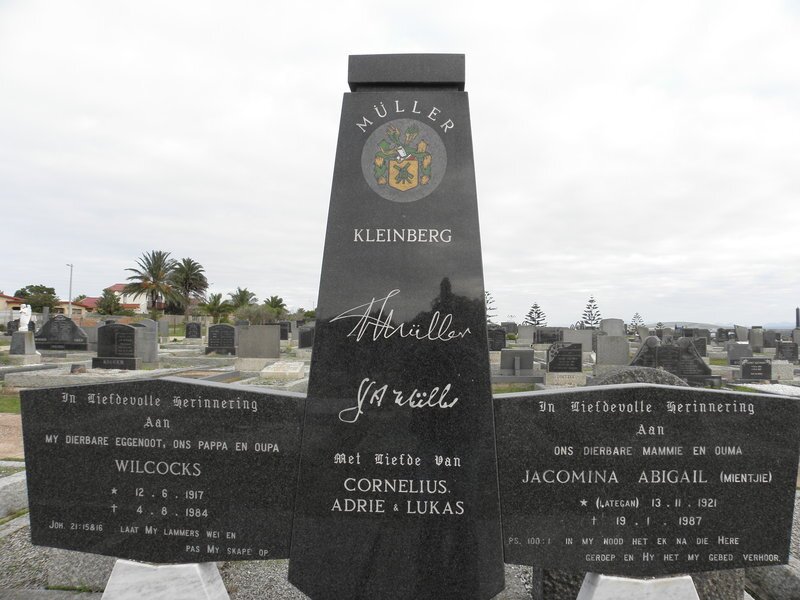 MÜLLER Wilcocks 1917-1984 &amp; Jacomina Abigail LATEGAN 1921-1987