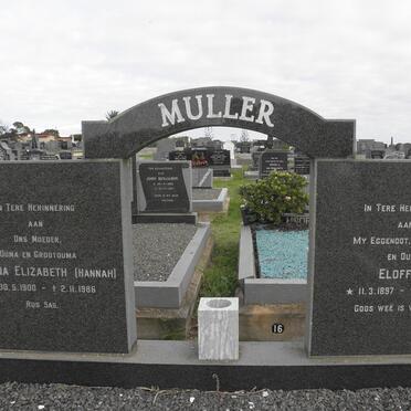MULLER Eloff A. 1897-1978 &amp; Johanna Elizabeth 1900-1986