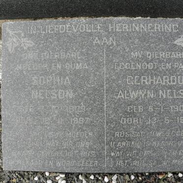 NELSON Gerhardus Alwyn 1908-1957 &amp; Sophia 1909-1987