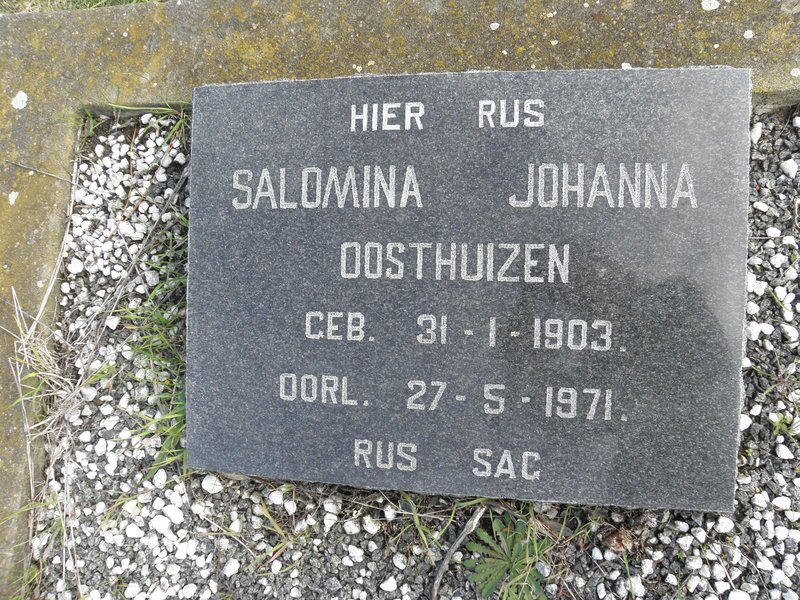 OOSTHUIZEN Salomina Johanna 1903-1971