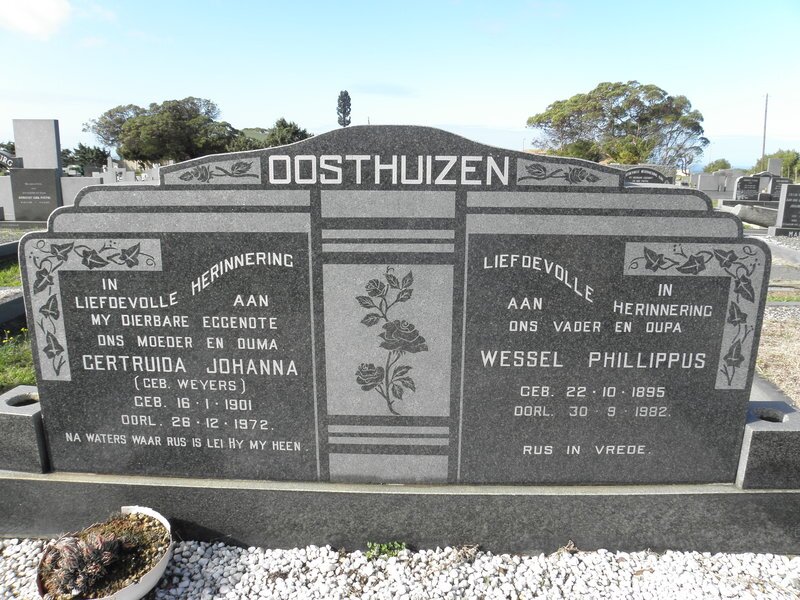 OOSTHUIZEN Wessel Phillippus 1895-1982 &amp; Gertruida Johanna WEYERS 1901-1972
