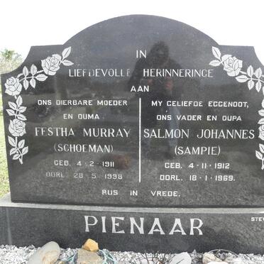 PIENAAR Salmon Johannes 1912-1969 &amp; Festha Murray SCHOEMAN 1911-1998
