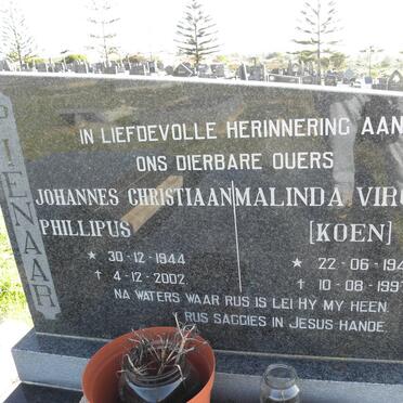 PIENAAR Johannes Christiaan Phillipus 1944-2002 &amp; Mainda Virginia KOEN 1945-1997