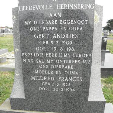 RAUBENHEIMER Gert Andries 1908-1981 &amp; Mildred Frances 1923-1994