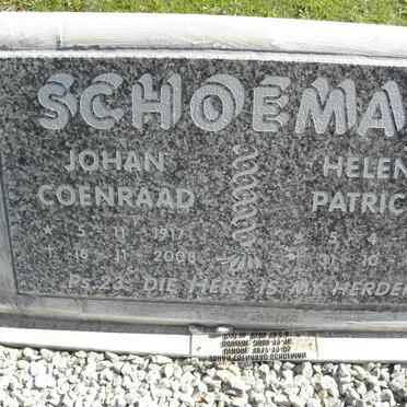 SCHOEMAN Johan Coenraad 1917-2008 &amp; Helene Patricia 1931-1986