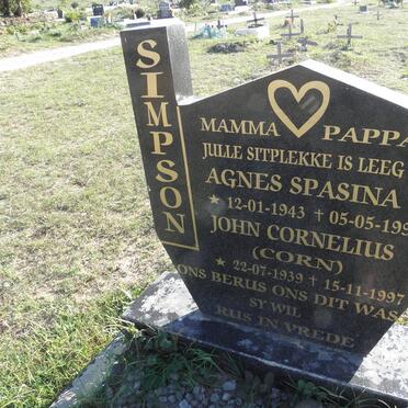 SIMPSON John Cornelius 1939-1997 &amp; Agnes Spasina 1943-1995